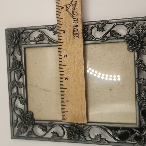 Vintage Metal Rose Filigree Picture Frame - Picture 10 of 11